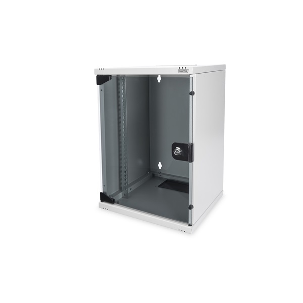 DIGITUS 10" 9U 464x312x300mm üvegajtós szürke fali rack szekrény