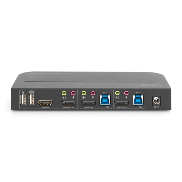 DIGITUS DS-12850 4K60H 2x DisplayPort bemenet 1x DisplayPort/HDMI kimenet KVM Switch