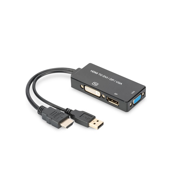 DIGITUS High Speed Full HD 4K 60Hz HDMI 3in1 Multi Media Adapter