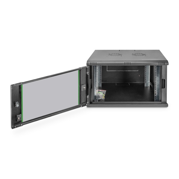 DIGITUS Dynamic Basic 19" 7U 385x600x600mm üvegajtós fekete fali rack szekrény