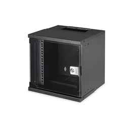 DIGITUS SOHO PRO 10" 6U 325x315 x300mm üvegajtós fekete fali rack szekrény