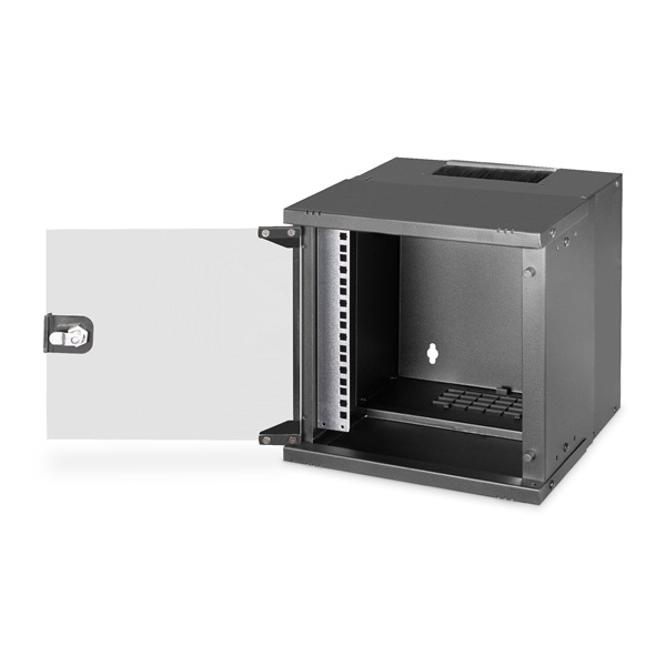 DIGITUS SOHO PRO 10" 6U 325x315 x300mm üvegajtós fekete fali rack szekrény