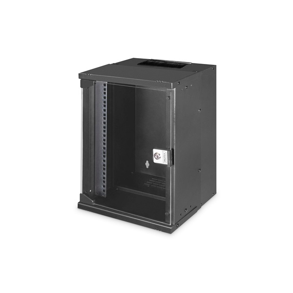 DIGITUS SOHO PRO 10" 9U 254x315x300mm üvegajtós fekete fali rack szekrény