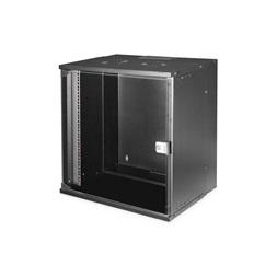 DIGITUS SOHO PRO 19" 12U 595x540x400mm üvegajtós fekete fali rack szekrény