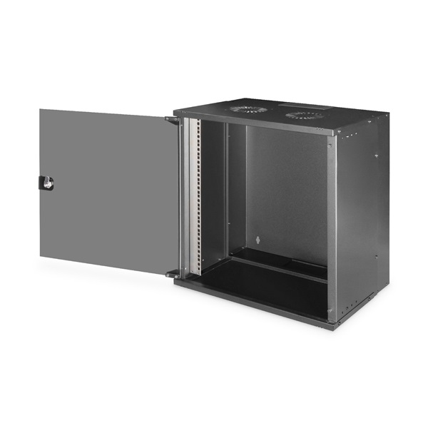 DIGITUS SOHO PRO 19" 12U 595x540x400mm üvegajtós fekete fali rack szekrény