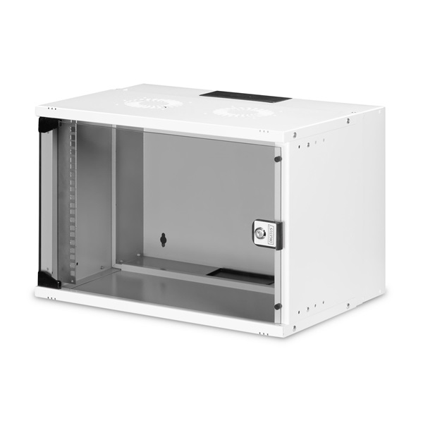 DIGITUS SOHO PRO 19" 7U 370x540x400mm üvegajtós szürke fali rack szekrény