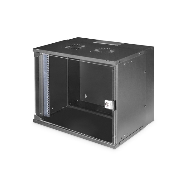 DIGITUS SOHO PRO 19" 9U 460x540x400mm üvegajtós fekete fali rack szekrény