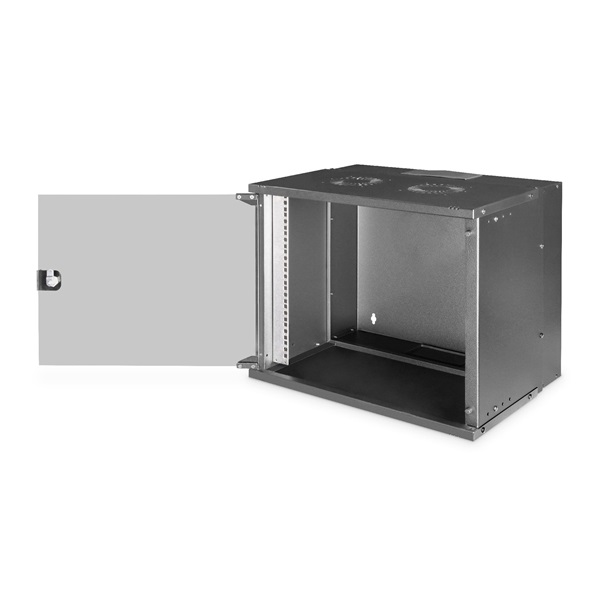 DIGITUS SOHO PRO 19" 9U 460x540x400mm üvegajtós fekete fali rack szekrény