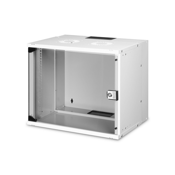 DIGITUS SOHO PRO 19" 9U 460x540x400mm üvegajtós szürke fali rack szekrény