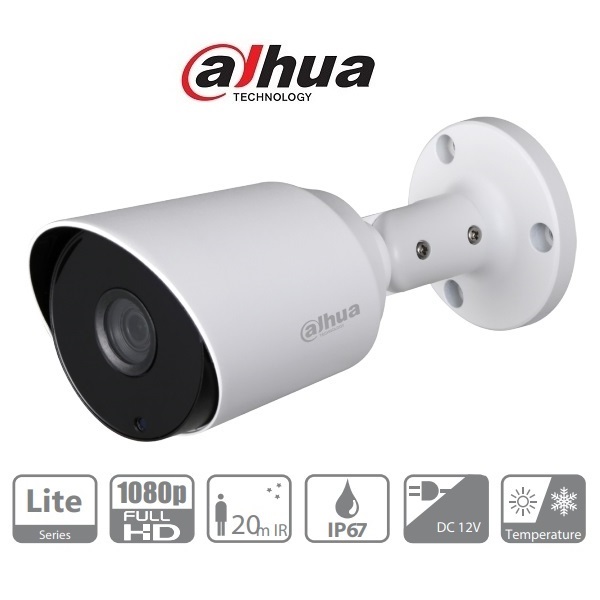 Dahua HAC-HFW1200T kültéri, 2MP, 2,8mm, IR20m, 4in1 HD analóg csőkamera