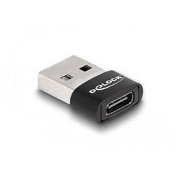 Delock 60002 USB-A 2.0 apa - USB-C anya fekete adapter