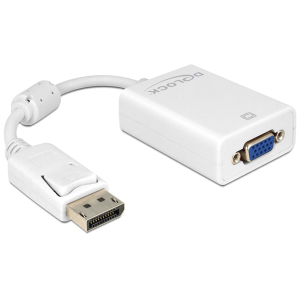 Delock 61766 fehér adapter displayport apa > VGA 15 pin anya