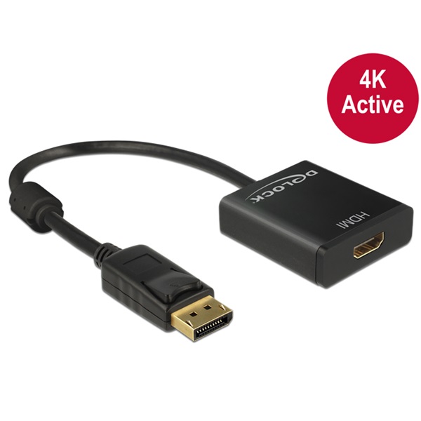 Delock 62607 Displayport 1.2 dugó > HDMI hüvely 4K aktív fekete adapter