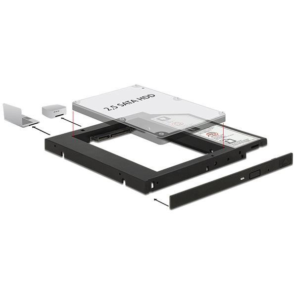 Delock 62669 Slim SATA 5.25" HDD/SSD beépítő-keret 9,5 mm