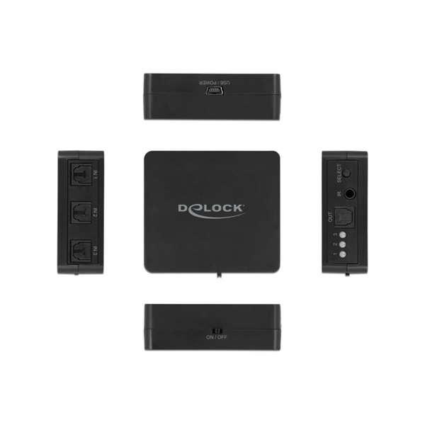 Delock 63395 S/PDIF TOSLINK 3 bemenet/1 kimenet távírányítható switch