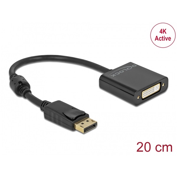 Delock 63482 DisplayPort 1.2 apa - DVI 4K anya aktív fekete adapter