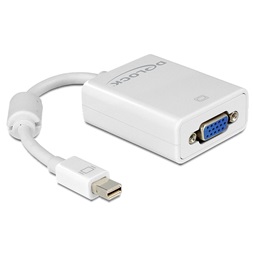 Delock 65130 fehér adapter mini displayport apa > VGA 15 pin anya