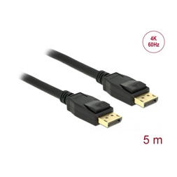 Delock 83808 5m DisplayPort apa-apa 4K 60Hz fekete kábel