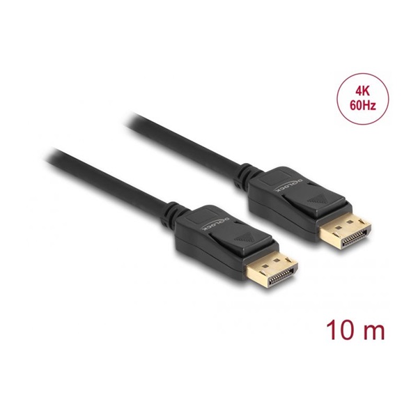 Delock 84862 10m DisplayPort apa-apa 4K 60Hz fekete kábel