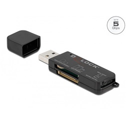 Delock 91757 SD/Micro SD/MS memóriakártyákhoz USB 3.2 kártyaolvasó