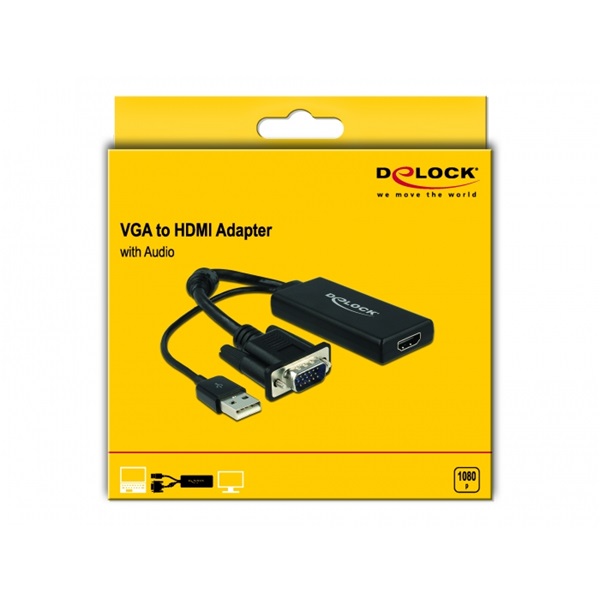 Delock 62668 VGA–HDMI audiójel átjátszós adapter