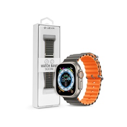 Devia ST381669 Apple Watch 42/44/45/49mm szürke/narancs szilikon sport szíj