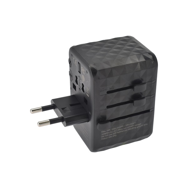 Dviced DV240001 65W UK, EU, USA, Ausztrália GaN fekete utazó adapter