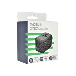 Dviced DV240001 65W UK, EU, USA, Ausztrália GaN fekete utazó adapter