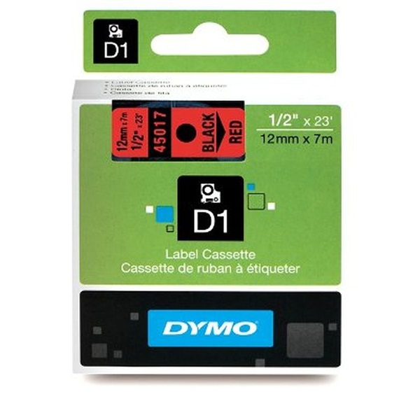 Dymo D1 12mmx7m fekete/piros feliratozógép szalag