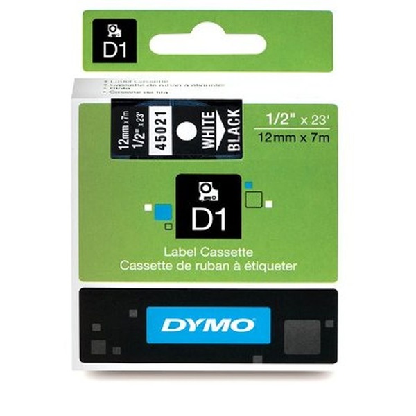 Dymo D1 12mmx7m fekete/fehér feliratozógép szalag