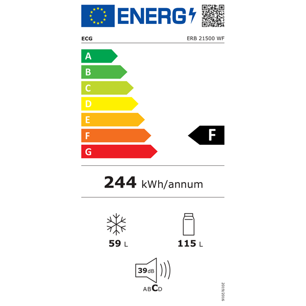 ECG ERB 21500 WF alulfagyasztós hűtőszekrény