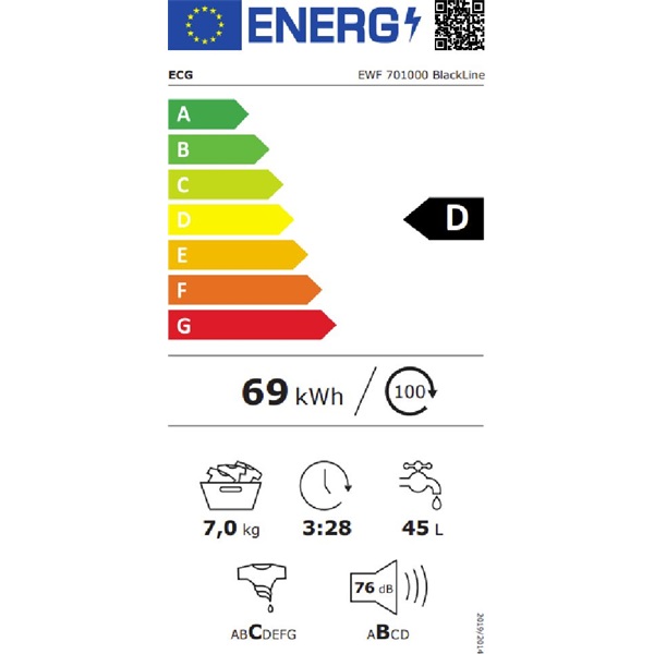 ECG EWF 701000 BlackLine mosógép