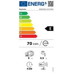 Electrolux EEQ42200L beépíthető keskeny 9 terítékes mosogatógép