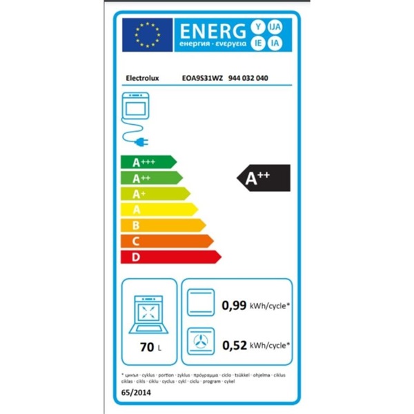 Electrolux EOA9S31WZ fekete beépíthető sütő