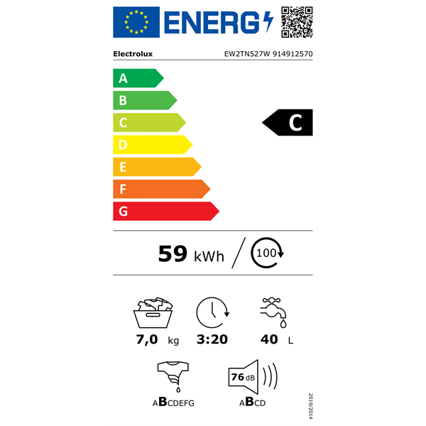 Electrolux EW2TN527W 7 kg elöltöltős mosógép