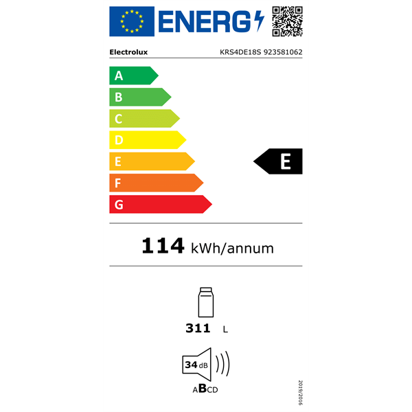 Electrolux KRS4DE18S beépíthető egyajtós hűtőszekrény