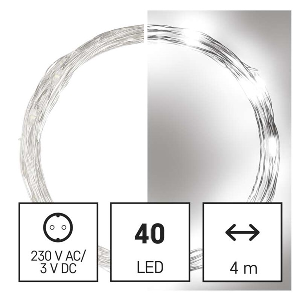 Emos D3AC02 LED 4m/40LED/kül-beltéri/időzítős/hideg fehér nano karácsonyi LED fényfüzér