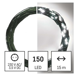 Emos D3AC05 LED 15m/150LED/kül-beltéri/időzítős/hideg fehér nano karácsonyi LED fényfüzér