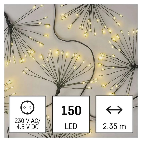 Emos D3AW09 2,35 m beltéri meleg fehér időzítős fürtök nano LED fényfüzér