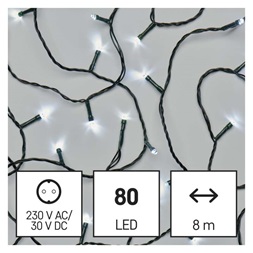 Emos D4AC02 8m/80LED/kül-beltéri/időzítős/hideg fehér karácsonyi LED fényfüzér