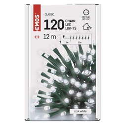 Emos D4AC03 12m/120LED/kül-beltéri/időzítős/hideg fehér karácsonyi LED fényfüzér