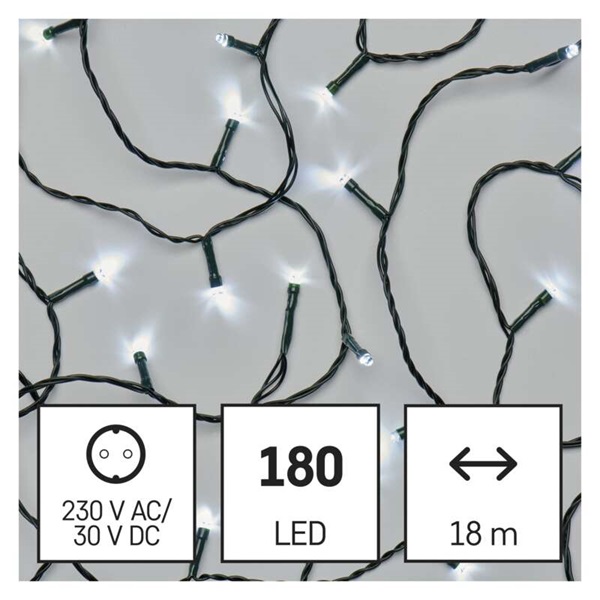 Emos D4AC04 18m/180LED/kül-beltéri/időzítős/hideg fehér karácsonyi LED fényfüzér