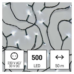 Emos D4AC06 50m/500LED/kül-beltéri/időzítős/hideg fehér karácsonyi LED fényfüzér