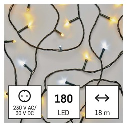 Emos D4AN03 18m/180LED/kül-beltéri/időzítős/villogó/meleg/hideg fehér karácsonyi LED fényfüzér