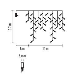 Emos D4CW03 10m/600LED/kül-beltéri/meleg fehér/jégcsap karácsonyi LED fényfüggöny