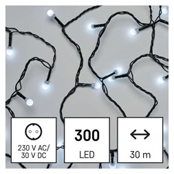 Emos D5AC04 30m/300LED/kül-beltéri/időzítős/hideg fehér/golyók karácsonyi LED fényfüzér