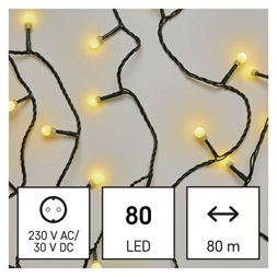 Emos D5AW02 8m/80LED/kül-beltéri/időzítős/meleg fehér/golyók karácsonyi LED fényfüzér