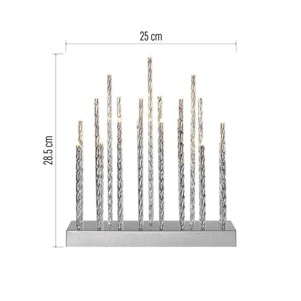 Emos DCAW02 28,5 cm 3x AA beltéri meleg fehér időzítős ezüst LED gyertyatartó