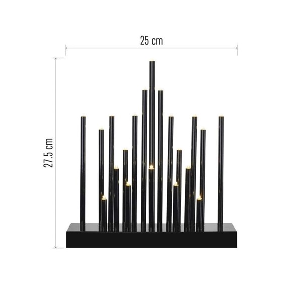 Emos DCAW04 27,5 cm 3x AA beltéri meleg fehér időzítős fekete LED gyertyatartó