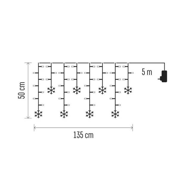 Emos DCGW13 135x50 cm beltéri hideg fehér hópelyhek LED karácsonyi fényfüggöny